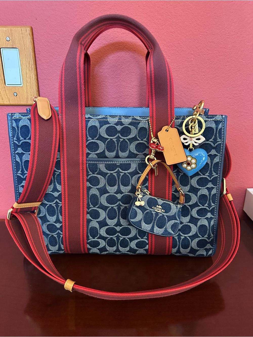 Coach blue signature denim Smith tote bag